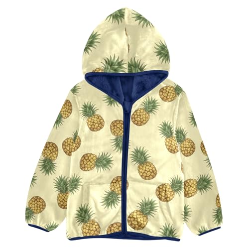 CHIFIGNO Golden Pineapples Yellow Toddler Boy Zip up Hoodie Fleece Outerwear Jackets for Fall Winter 3T