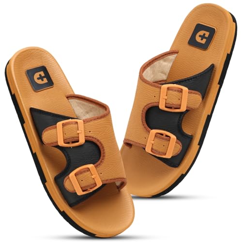 Image of DOCTOR HEALTH SUPER SOFT Men Comfortable Double Strap Slippers with Adjustable Buckles, Cushioned Footbed and Anti Slip Sole, Casual Everyday Wear Sliders for Indoor and Outdoor Use