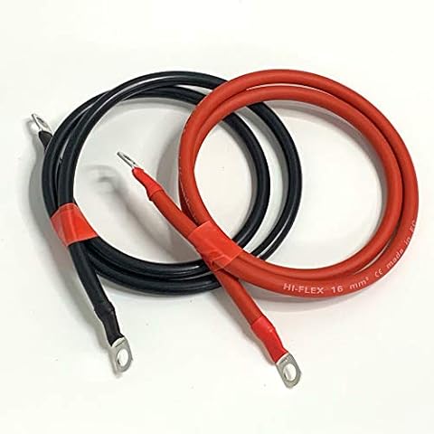 Battery Lead/Black + Red Lead Set 110A Amp 16mm2 Cable Wire with M8 Ring Terminals (1ft (30cm) Set, 8mm Ring Terminals) Cover