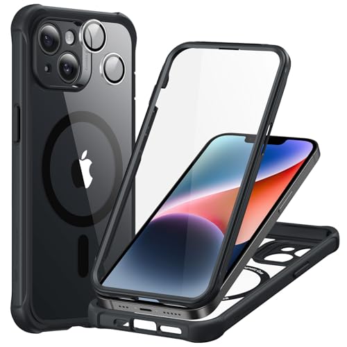 ESR for iPhone 16 Pro Max Case Compatible with MagSafe Full-Body Military-Grade Drop Proof Case with Built-in 9H+ Tempered Glass Screen Protector Armor Series Clear Black