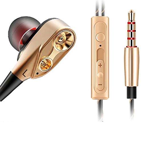 Auriculares HQ Design para Huawei P30 Lite XL Smartphone con Micro Kit Mano Libre de Alta Gama Universal Jack (Oro)