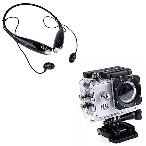Raptas Action Camera 1080P 16MP Sports Camera Full HD 2.0 Inch Action Camera with HBS-730 Neckband Wireless Bluetooth Waterproof Headset-image-11