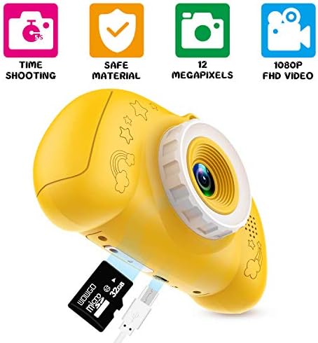 WOWGO Digital Camera for Kids, 1080P Rechargeable Electronic Children Camera Birthday Toy Gift with 32GB TF Card for Toddler and Age 3 to 12 Years Boys and Girls (Yellow) 2 41zM8cppq0L. AC