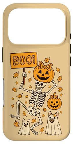 Boo Squelette Citrouille Fantôme Chiens Drôle Effrayant Automne Halloween Coque pour iPhone 17 Pro