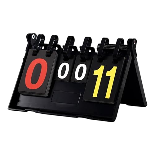 Bqkroa Tabellone segnapunti a 4 cifre: 29×21×4 cm Contatore punti portatile, tabellone segnapunti 0-35, display a ribaltamento, tabellone segnapunti pieghevole impermeabile per calcio, pallacanestro