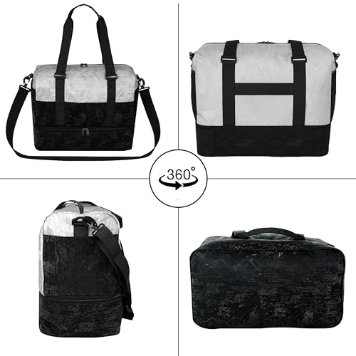 Image of Storite Polyester 43cm Travel Duffle Bag for Woman,Lightweight Water-Resistant Weekender with Carry Straps Large-Capacity Luggage Gym Bag for Men & Women (Grey, 43 x 23 x 34 cm)