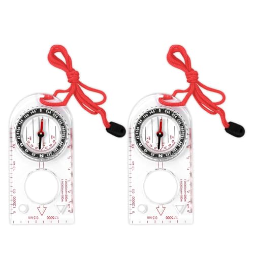 Brújula de navegación, brújula de senderismo con declinación ajustable, impermeable, brújula luminosa acrílica resistente, para senderismo, camping, deportes al aire libre, incluye cordón de nailon