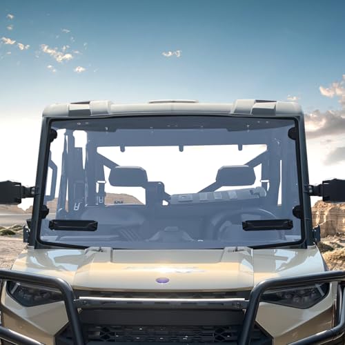 CPOWACE Clear Front Windshield Heavy Duty Scratch Resistant Full Windshield Compatible with Polaris Ranger XP 1000 / 900 / Crew 2017-2025 Accessories Polycarbonate Vented UTV Window
