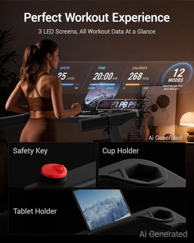 Image of CURSOR Folding Treadmill with Auto Incline 0-15%, 3.0HP Low Noise Portable Walking Pad Treadmill for Home, 0.6-7.5 MPH Speed, 3 LED Display, 350LBS Capacity