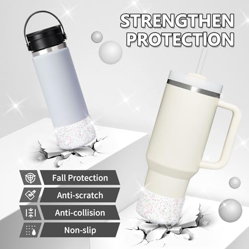 Image of WUQID Protective Bling Silicone Boot, Compatible with Stanley Tumbler 20-40oz & Hydro Flask Water Bottle 12-24oz and More Bottles /Tumblers Bottom of 2.83-2.95in, Glitter Reduces Dents Sleeve Cover