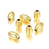 50pcs Adabele Real Yellow Gold Plated Sterling Silver 5.5mm Small Seamless Oval Rice Loose Beads Spacer for DIY Craft Jewelry Making SS111-5