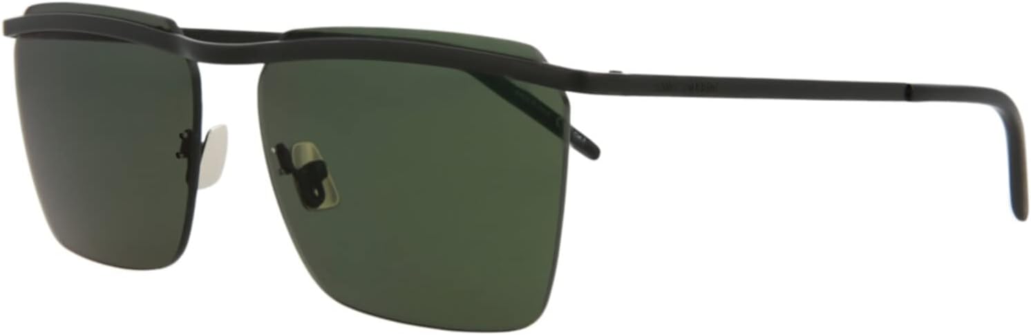 Saint Laurent Square/Rectangle Sunglasses Black Black Green Luxury Eyewear Made In Italy Metal Frame Designer Fashion for Everyday Luxury - Image 2