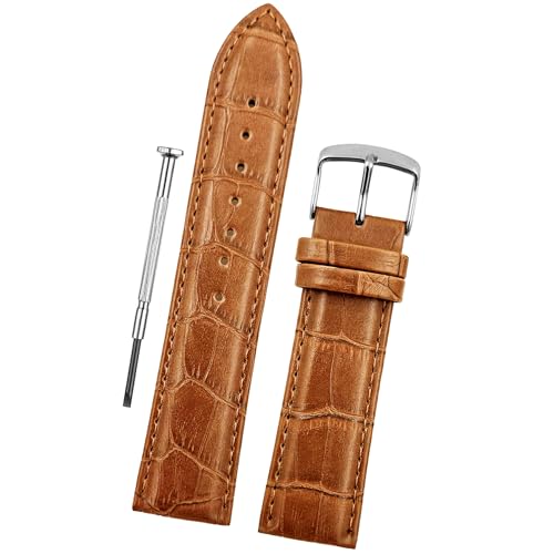 Image of DBLACK ''HIKRO'' Leather Watch Strap, Bamboo Design Full Padded Watch Belt / / For 18mm, 20mm, 22mm, 24mm, or 26mm Watch Band (Choose Your Size & Color)