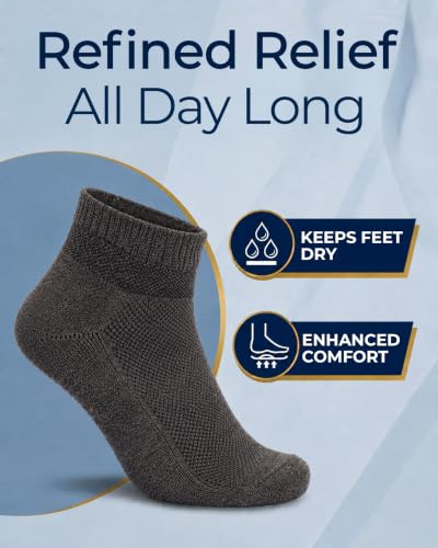 Image of Pembrook Ankle Diabetic Socks for Women & Men | 6 Pairs | Wide Non Binding Socks Quarter Length | Edema Neuropathy Socks