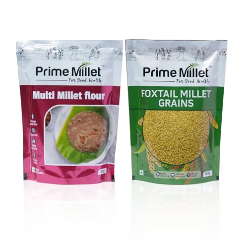 Image of Prime Millet For Good Health Organic Multi Millet Flour | Whole Foxtail Millet Grain Flour | High Fiber, Rich in Protein | No Maida, No Preservatives | Healthy Flour for Roti, Dosa, Idli & Baking,1.5kg (Pack of 2 x 750g)
