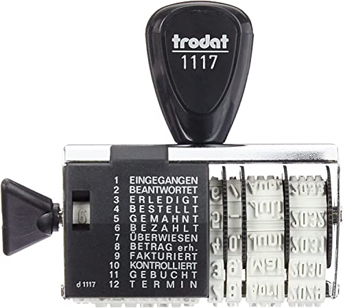 Trodat Classic 1117 – Datumsstempel mit Wortband, Deutsche Monate, Abdruck ca. 6 x 56 mm