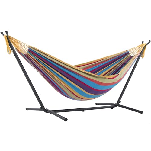 DOUBLE COTTON HAMMOCK WITH STAND (250 CM) - TROPICAL