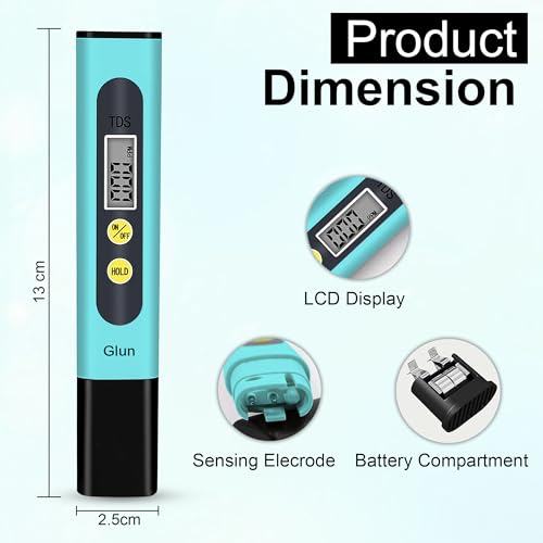 Image of GLUN Pre-Calibrated TDS Meter, Pack of 1 Pen Style Digital TDS Tester for Measuring Amount of Dissolved Solids in your Water