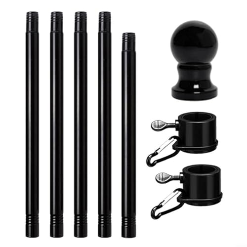 HomeVortex Kit asta per bandiera da parete regolabile, asta in metallo da 184 cm con anelli girevoli a 360° per decorazione giardino, eventi all'aperto o bandiera residenziale