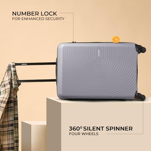 Image of Stony Brook by Nasher Miles Crescent Hard-Sided Polypropylene Check-in Luggage Silver Grey 24 inch |65cm Trolley Bag