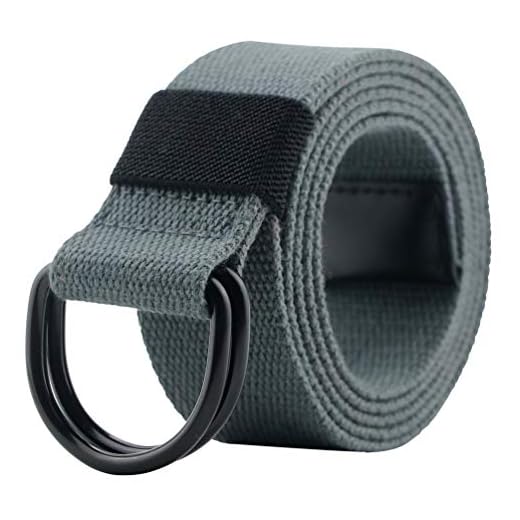 macoking Web Fabric Canvas Belt for Men Women with Double D Ring Buckle 1.5in Wide, Dark Grey, waist 40