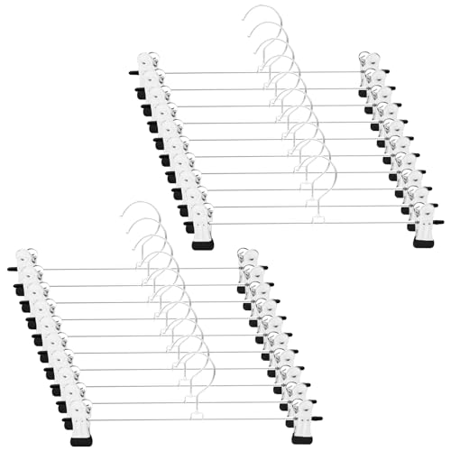 Baxcdyswe 20 Pcs Perchas Pantalones, 30cm Perchas de Metal con Pinzas Clips Antideslizantes, Ahorra Espacio Revestimiento de Metal Cromado para Pantalones, Faldas, Calcetines y Ropa Interior