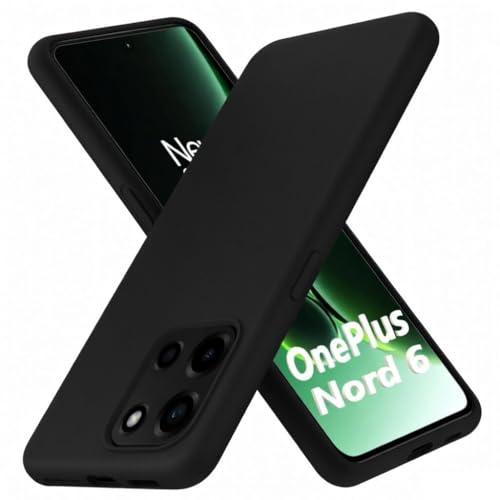 Image of Lustree Shockproof Flexible Silicone Back Cover for OnePlus Nord 6 5G | Anti-Scratch Soft TPU Case with Raised Edges & Full Protection - Black