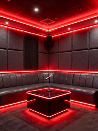 Image of 40 Feet Red Led Lights Strip Indoor Rope Lights Easy DIY Cuttable Strip Lights for Wine Cabinet Bar Room Bathroom Living Room Kitchen Ceiling Wall Vanity Mirror Decor
