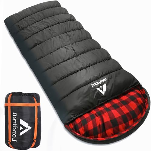 Londtren Large 0 Degree Sleeping Bags for Adults Cold Weather Sleeping Bag Camping Winter Below Zero 20 15 Flannel Big and Tall XXL LeftZip