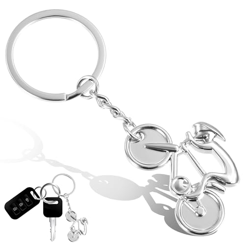 Porte Clef Cycliste, Porte-clés vélo Vélo de course Argent en métal Porte-clés Cadeaux créatifs pour hommes, femmes & enfants