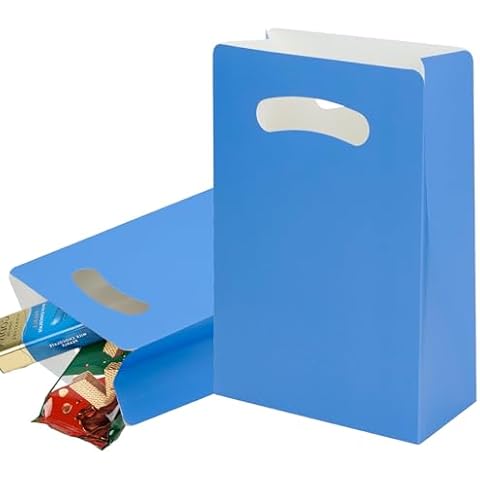 UnicoPak 16 Pack 9” Blue Party Favor Bags, Birthday Goodie Bags, Paper Small Gift Bags with Handle for Birthday Party, Treat, Candy, Cookie, Goody, 6x3x9 inches Cover