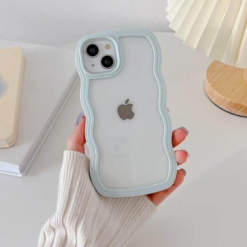 Image of COVERLY for iPhone 12 Pro Case Transparent Curly Wave TPU Cover,Cute Crystal Clear Curve Edge Slim Fit Stylish, Korean,Translucent Pretty Bumper Aesthetic Case for Apple iPhone 12 Pro (Pine Green)