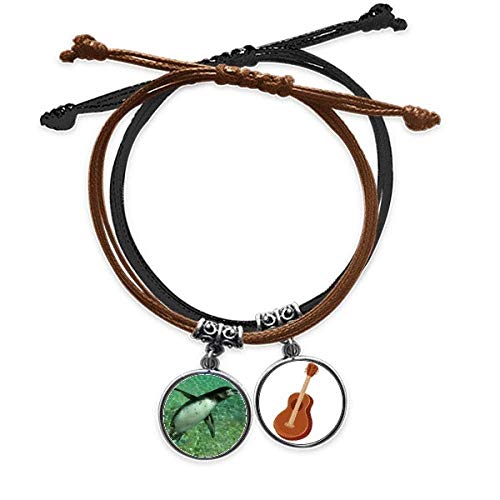 Pulsera de cuero de guitarra y pingüino ajustable que no daña la piel ni se rompe