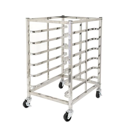 Étagère de boulangerie commerciale en acier inoxydable avec roulettes de frein, support robuste pour pain, cuisine, restaurant, cafétéria, idéal pour la pâte, la pizza, les plateaux de cuisson et de