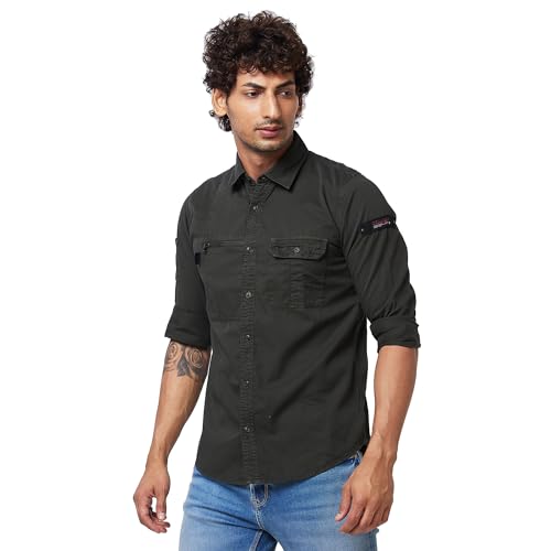 Image of Spykar Men's Regular Fit N /A Full Sleeve Solid Casual Shirts