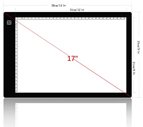 Ultra-Thin Portable LED Light Box Tracer USB Power Cable Dimmable Brightness Artcraft Tracing Light Pad Light Box for Diamond Paint Artists Drawing Sketching Designing Stencilling (A4)