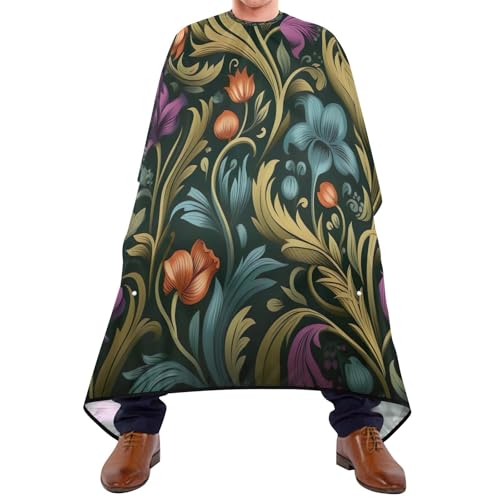 Capa Profesional para Corte de Cabello Impermeable Verde Oscuro con Diseño Floral y Cierre Ajustable de Broche para Peluquería y Estilismo miniatura 1