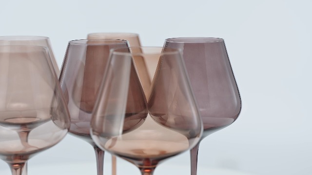 Venus Colored Wine Glasses Set Of 6-18oz[Hand Blown] Brown Wine Glasses With Tall Long Stems And Flat Bottom, Amber Colored Glassware-Unique Gifts For Wine Lovers,Christmas Gifts