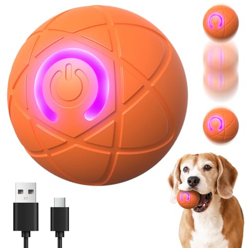 Topbashgo Giochi Interattivi per Cani, 2025 New Giochi per Cani, palla Rotante Automatica Resistente, Giocattoli interattivi per Cani di Taglia Grande e Media (colore arancione)