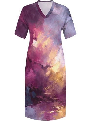 Image of PinkPatty Women's Oversize V Neck Short Sleeve Maxi Dress with Pockets