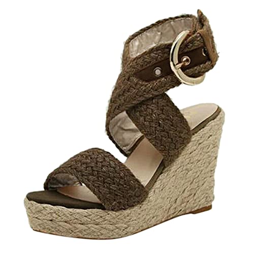 Sandales compensées marron pointure 39.5 pour femme à boucle tendance