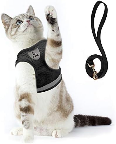 Supet Cat Harness and Leash Set for Walking Cat and Small Dog Harness Soft Mesh Harness Adjustable Cat Vest Harness with Reflective Strap Comfort Fit for Pet Kitten Puppy Rabbit