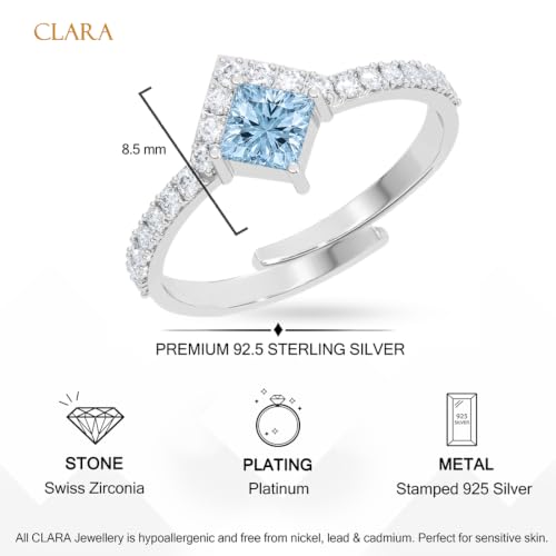 Image of Clara 925 Sterling Silver Blue Zirconia Adjustable Ring for Women