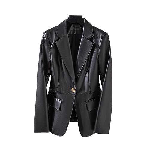 Veste blazer mince en cuir contre le froid avec manches longues élégantes
