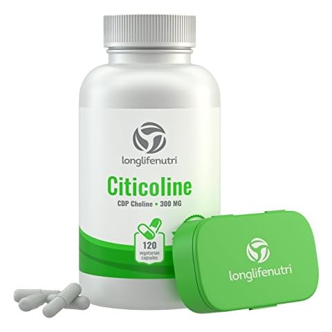 LongLifeNutri Citicoline CDP Choline 300mg - Brain Booster for Enhanced Focus & Clarity - 120 Veggie Capsules - Made in USA Cover