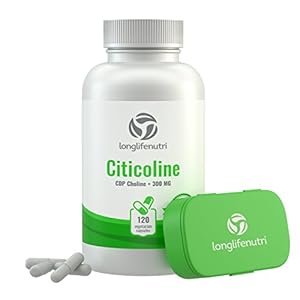 Citicoline CDP Choline 300mg – 120 Vegetarian Capsules Made in USA | Promotes Brain Function | Supports Memory Focus…
