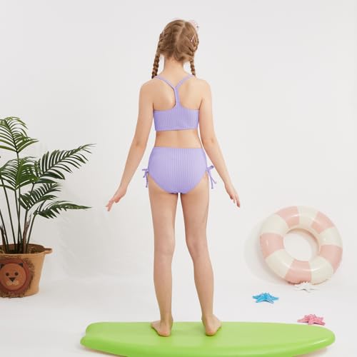 Image of Weixinbuy Girls Swimsuits Summer Bathing Suit for Teens Girls 2 Piece Bikini Set Solid Beach Swimsuit Swimwear for Girls