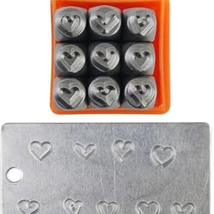 URPIZY 9-teiliges Herz Metallstempel Set aus Industriestahl f¨¹r Schmuckherstellung & DIY, langlebige Pr?ge Werkzeuge mit klaren Abdr¨¹cken f¨¹r Anf?nger und Profis