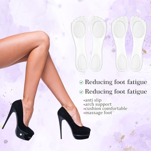 Image of 2 Pairs Weight Shifting Insoles for High Heels, 3 /4 Length Invisible High Heel Comfort Pads Prevent Slipping, Gel Insoles for Women, Sandals, Flats, and Highheels (Clear)