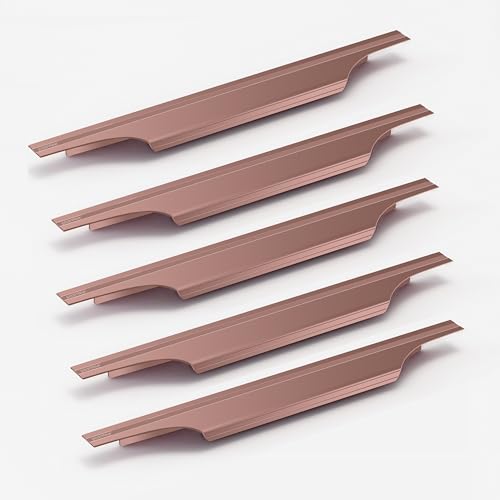 Image of Plantex Profile Handle for Kitchen Cabinet /20 Inch Aluminium Drawer Profile Handle /Wardrobe Pull Handle for Home /Office /Hotel - Pack of 5 (Rose Gold)